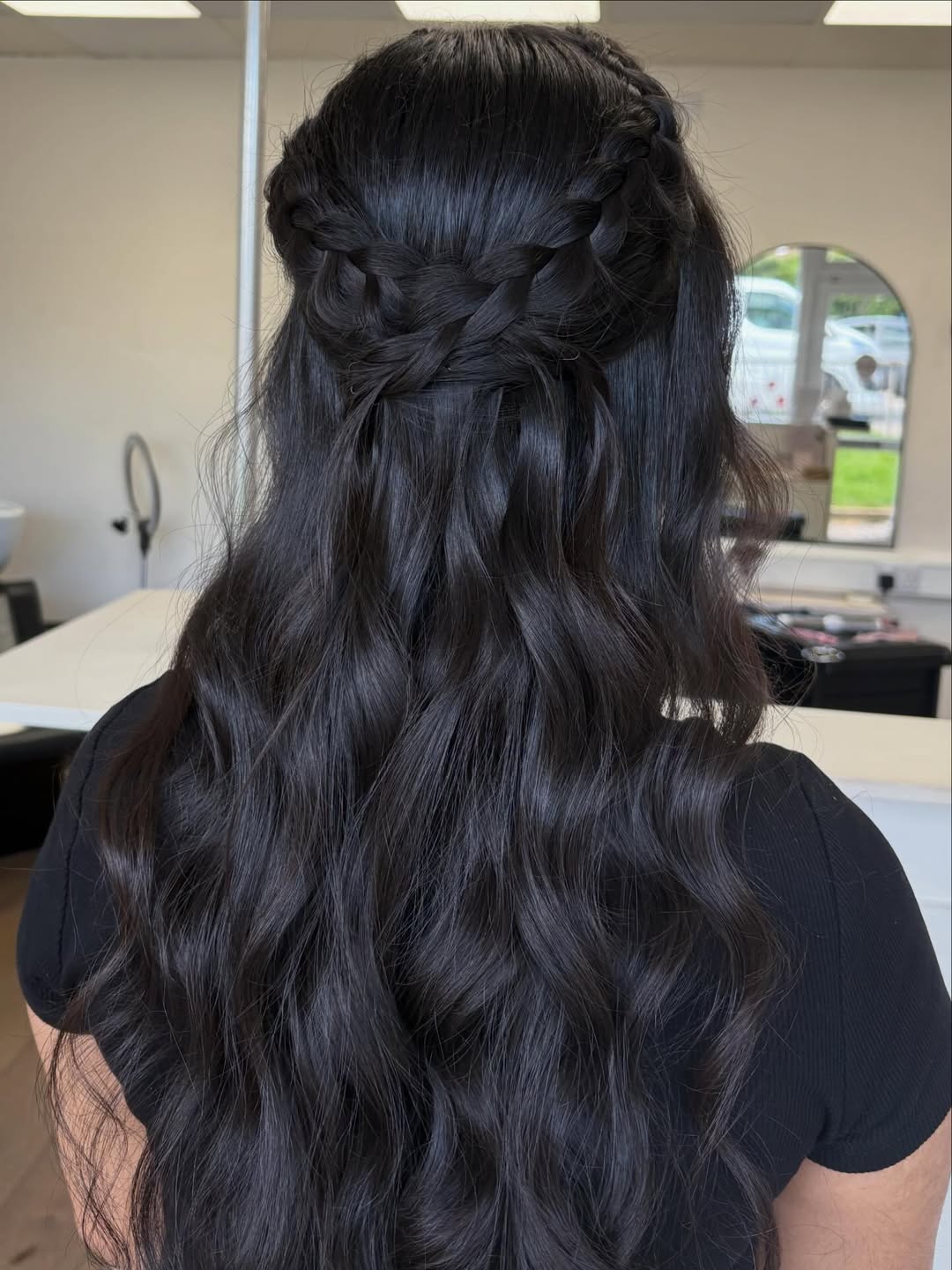 Elegant Crown Braids With Cascading Waves