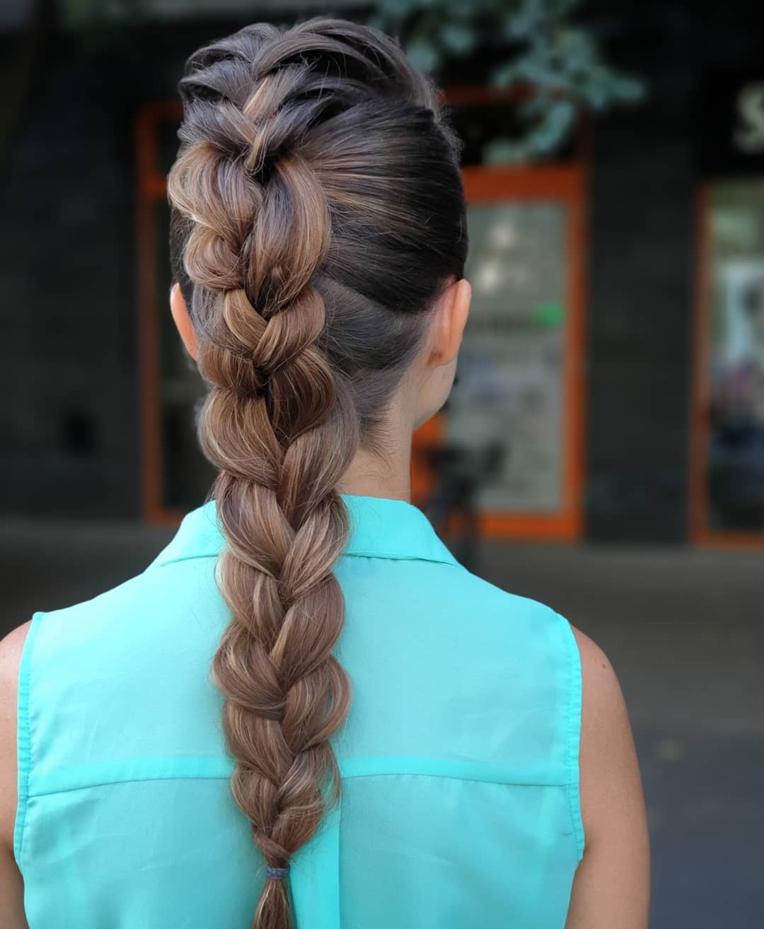 Elegant French Braid Updo With Caramel Highlights