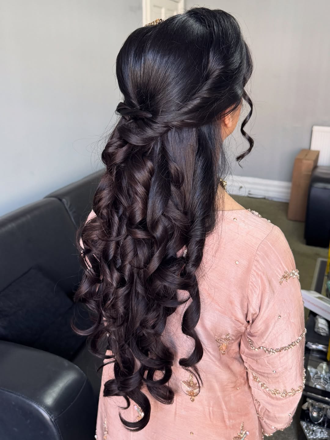 Elegant Twisted Half-Up With Cascading Curls