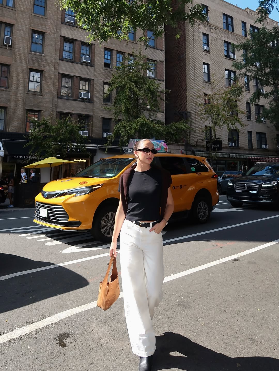 Elevated Black Tee and White Wide-Leg Jeans