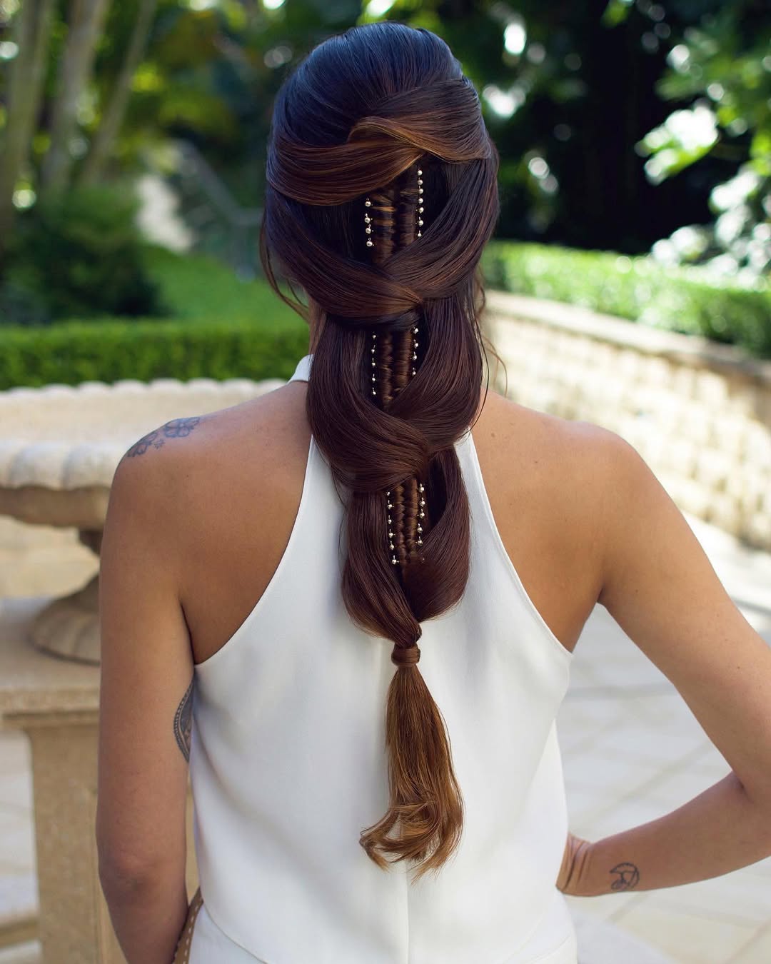 Embellished Twisted Braid With Hair Jewelry