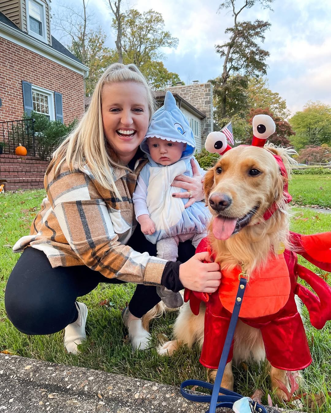 Family Halloween Trio: Shark, Lobster, and Cozy Mom