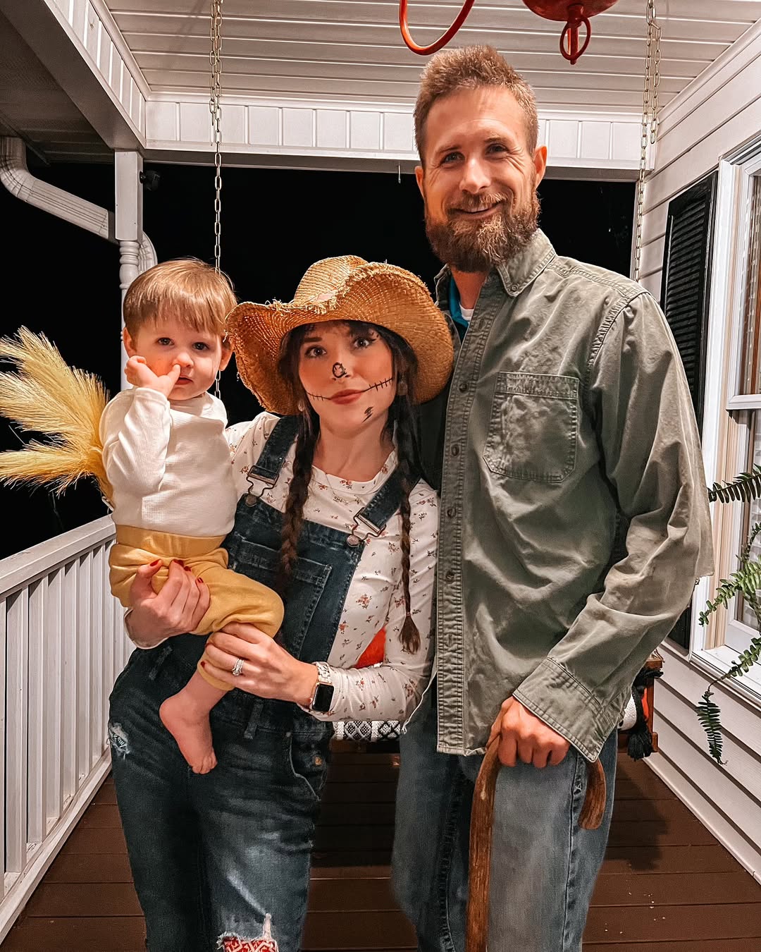 Family Scarecrow Halloween Costume Trio