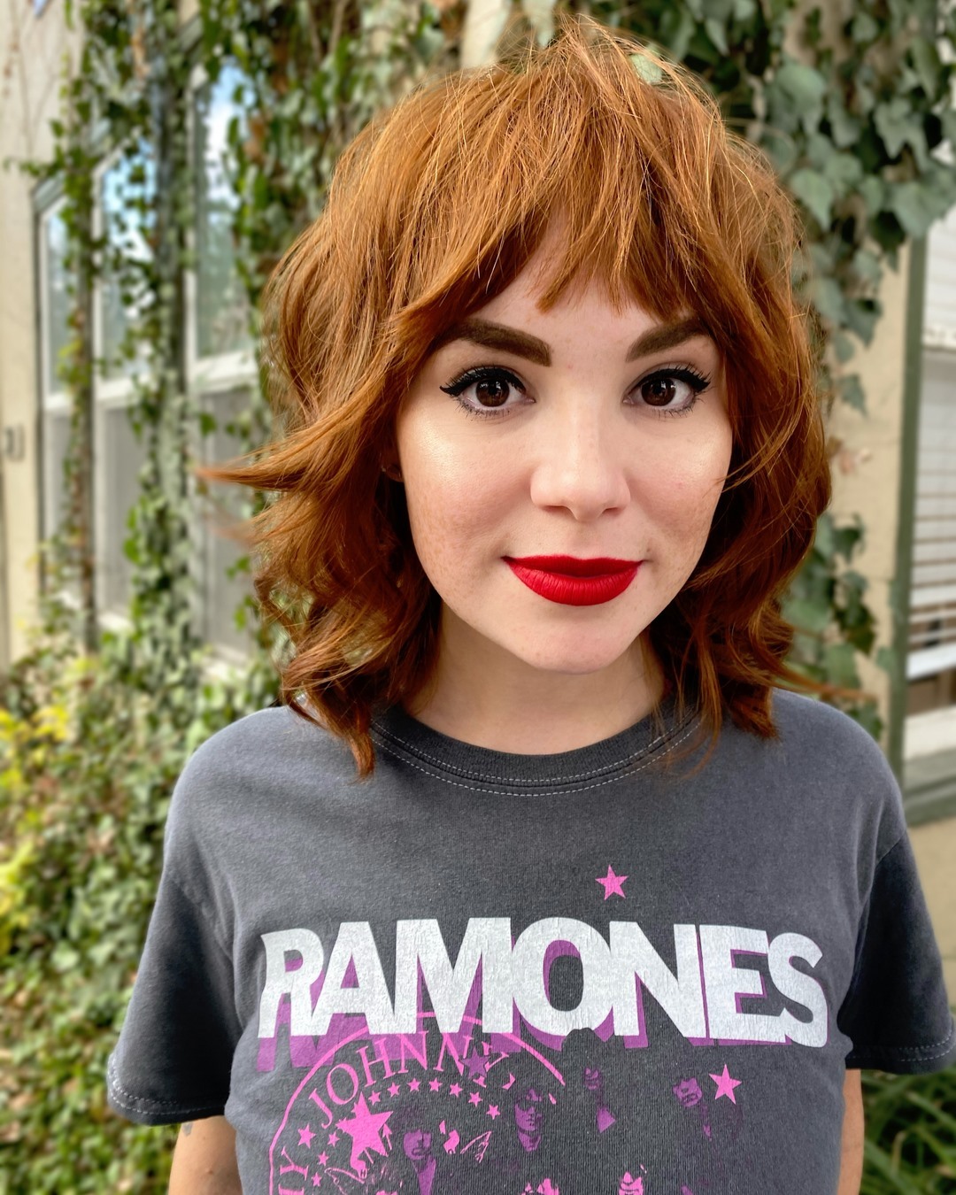 Fiery Copper Shag With Choppy Bangs