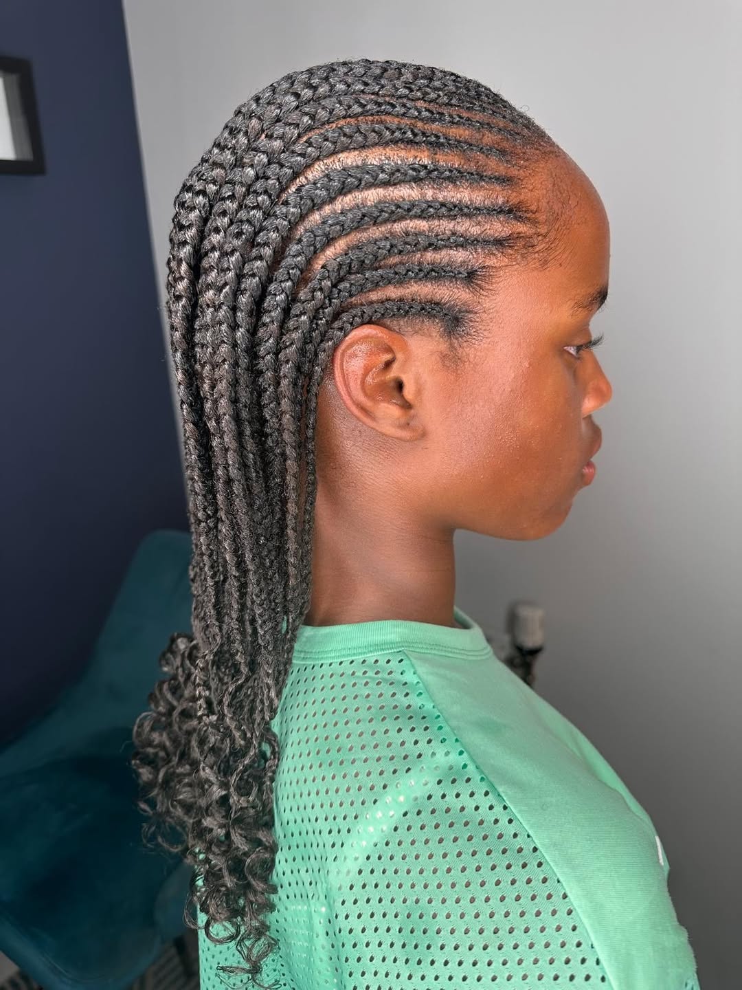 Fishtail Cornrows With Wavy Braiding Hair Medium Gray