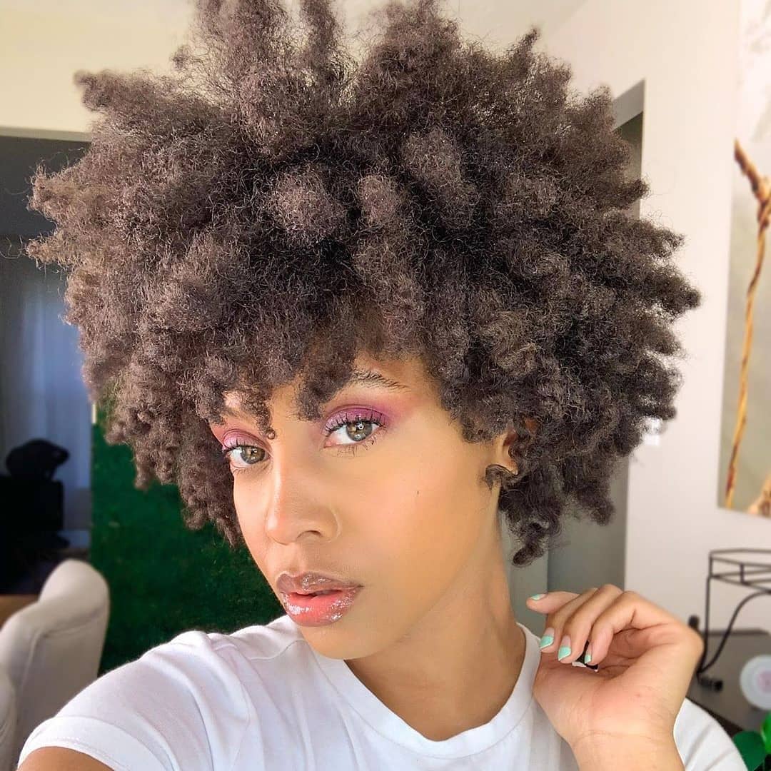 Fluffy Coily Cropped Afro With Bangs