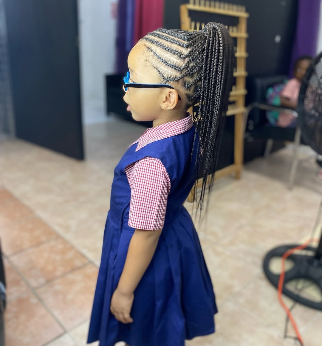 Geometric Cornrows High Ponytail Natural Hair