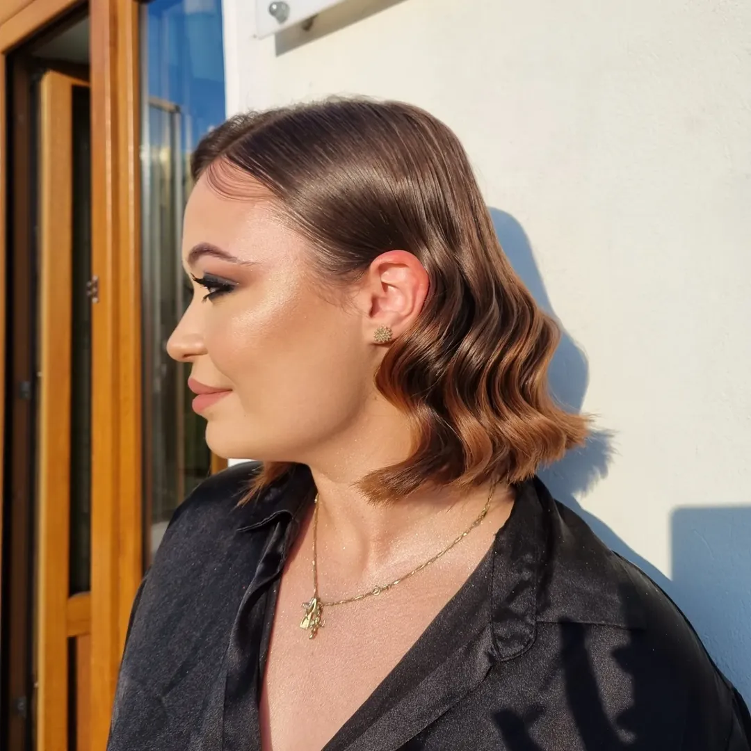 Glamorous Finger Waves Short Brown Bob
