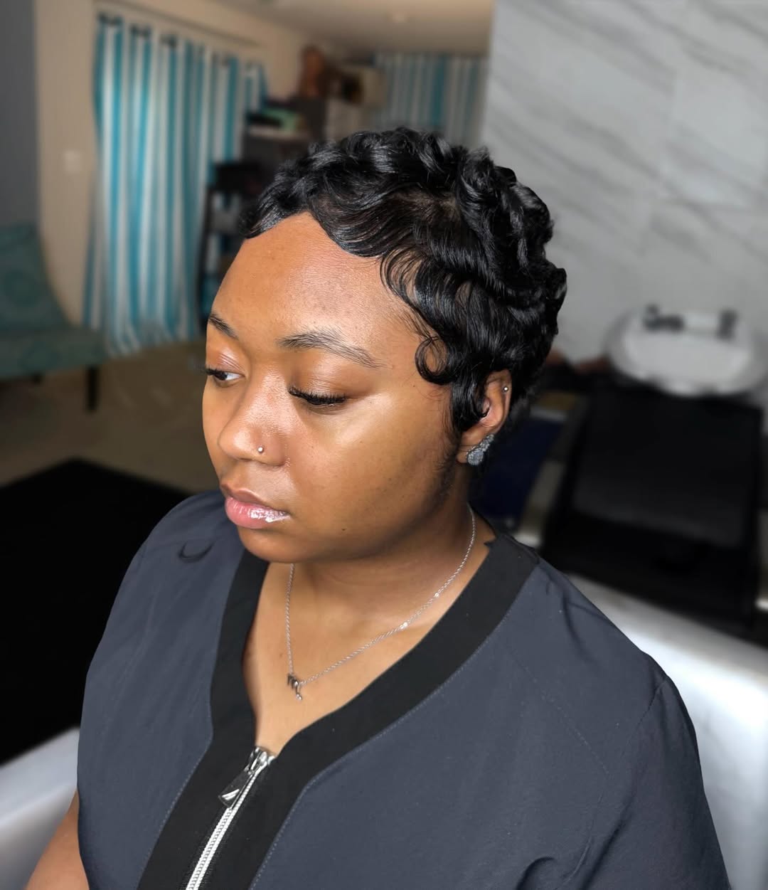 Glamorous Finger Waves Short Pixie Cut