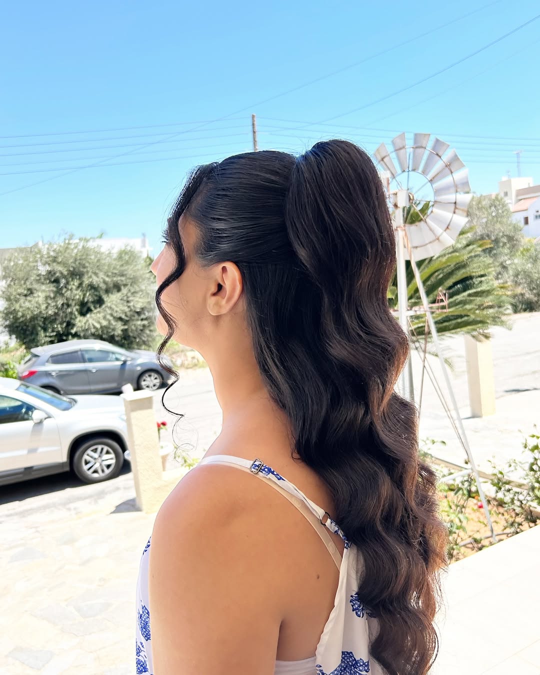Glamorous Half Up Ponytail With Wavy Extensions