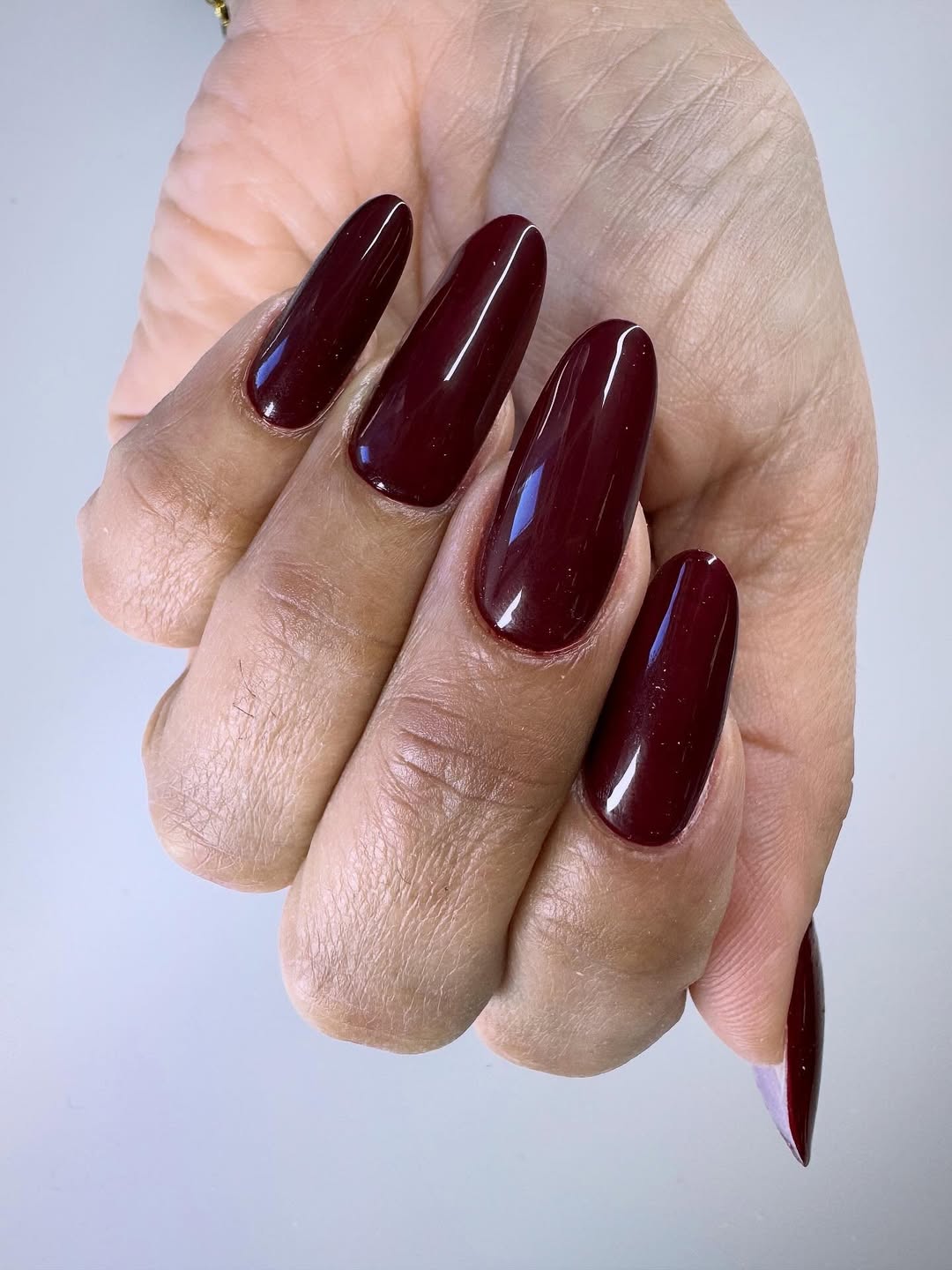 Glossy Deep Wine Extra-Long Oval Nails