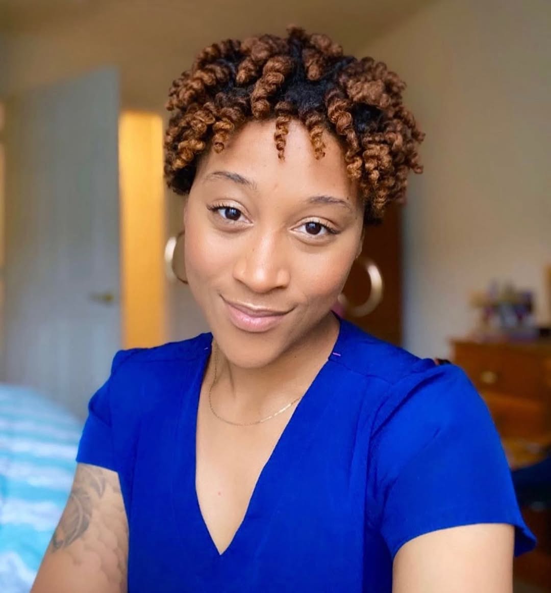 Golden Auburn Coily Finger Coils Short Cut