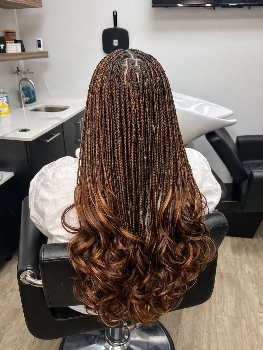 Gorgeous Caramel Highlighted Curly Braids