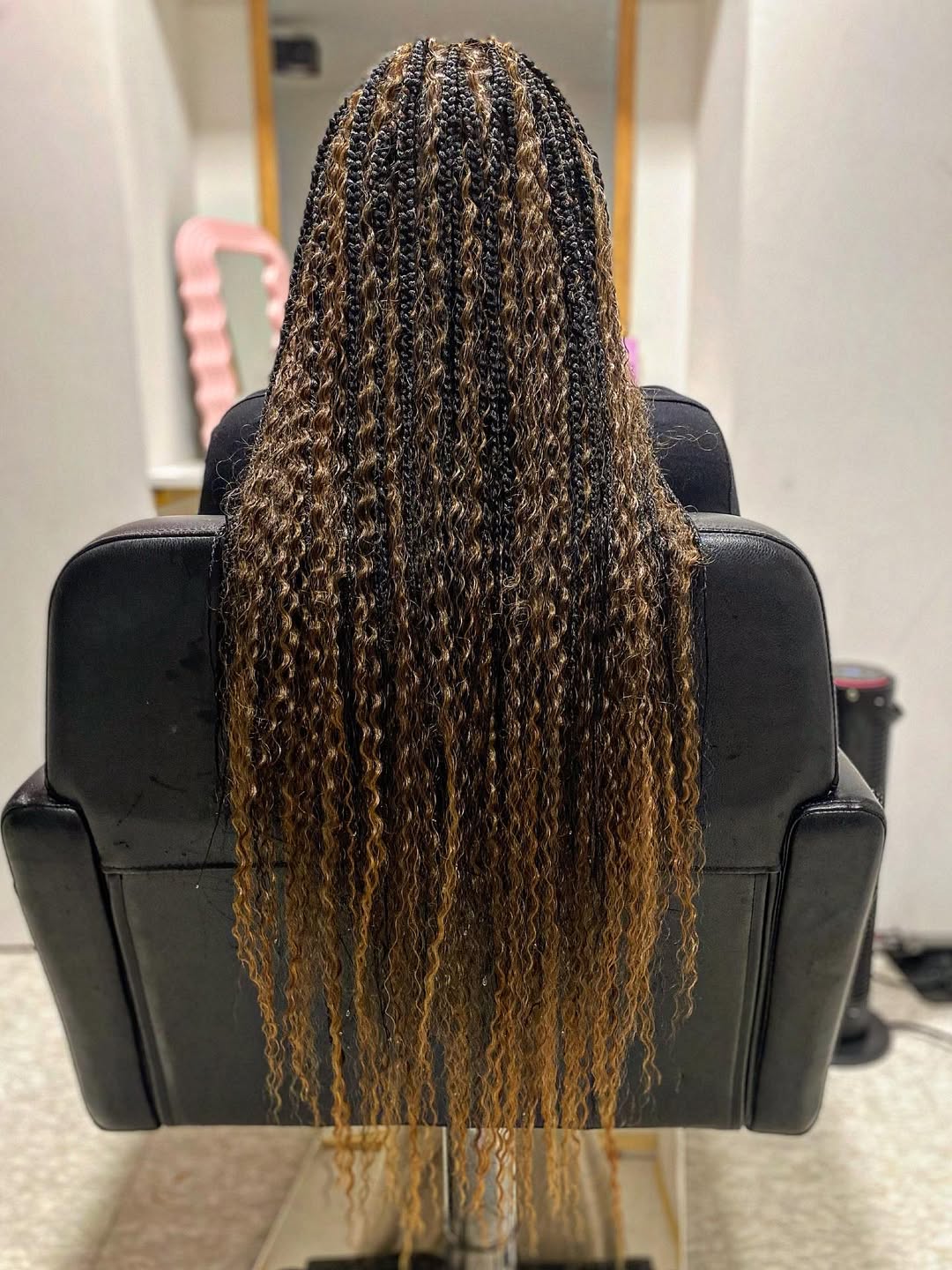 Gorgeous Waist-Length Curly Braids Black And Honey Blonde