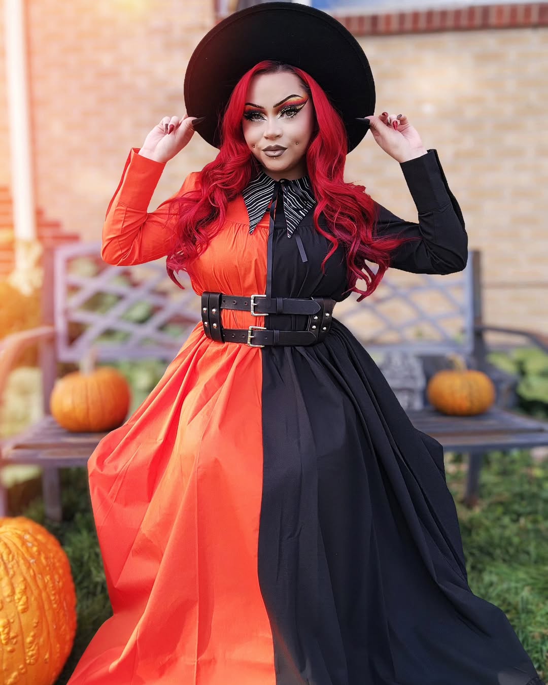 Half-and-Half Witchy Halloween Maxi Dress Outfit