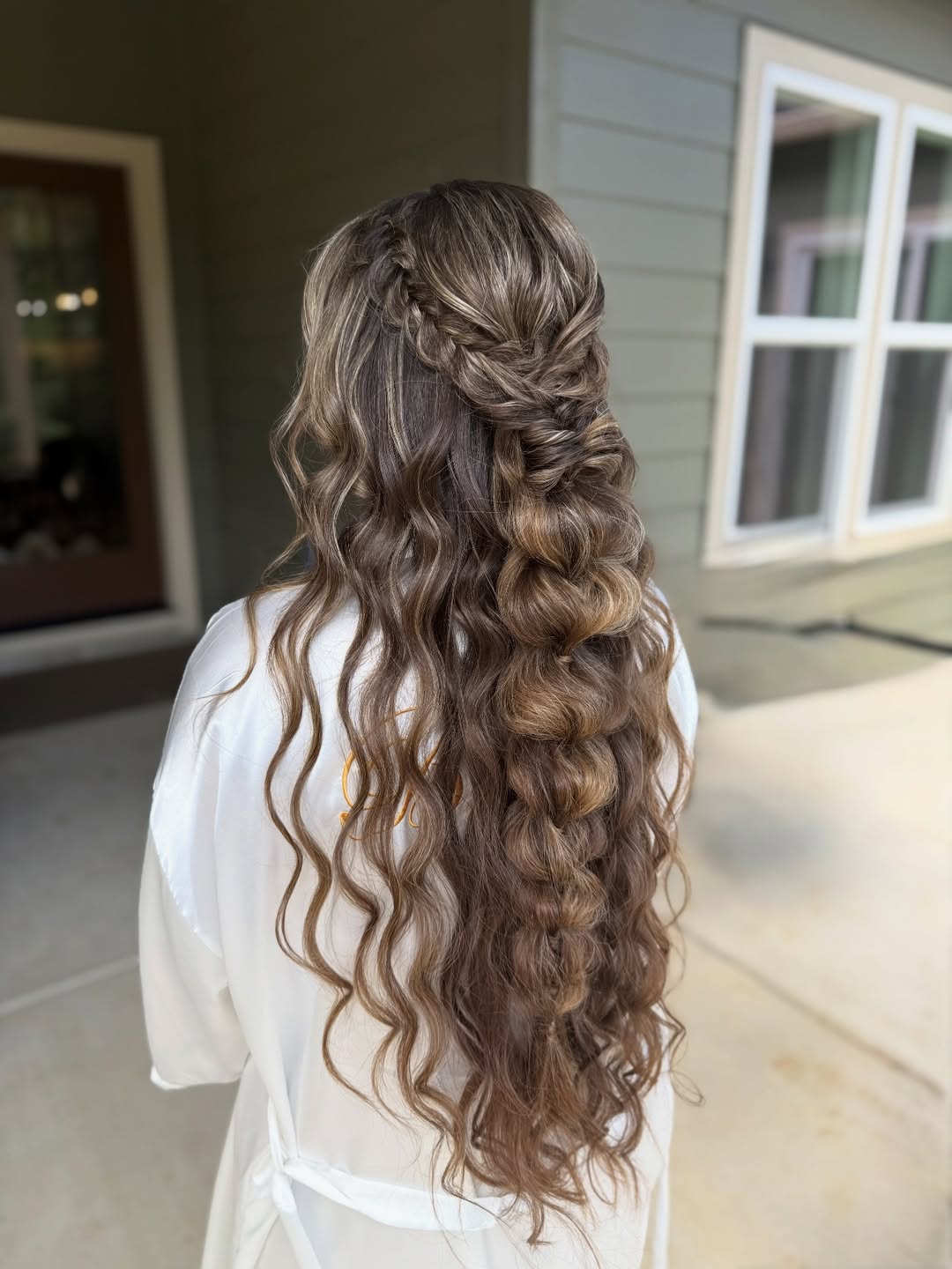 Half-Up Braided Hairstyle With Long Curly Hair