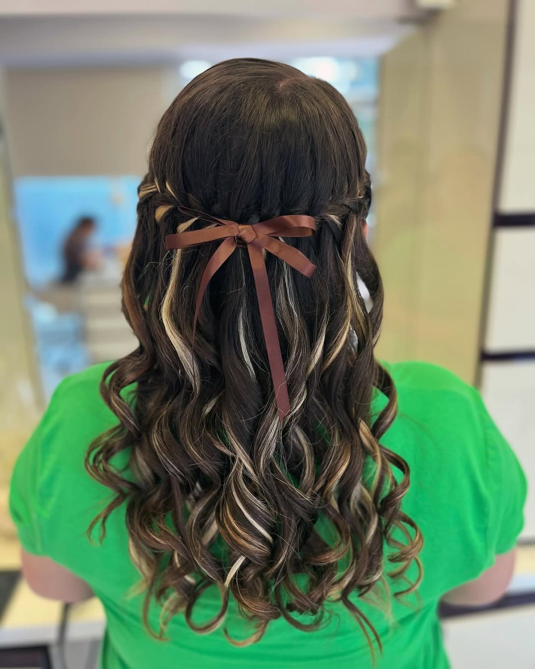 Half-Up Braided Hairstyle With Ribbon