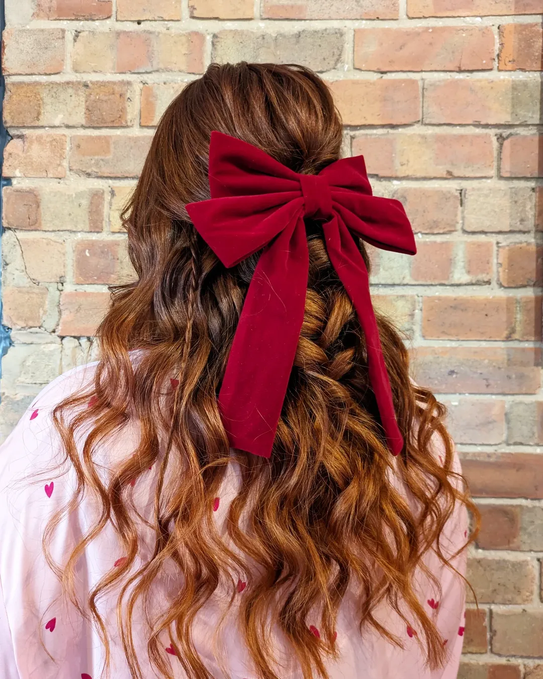 Half-Up Braids With Velvet Bow