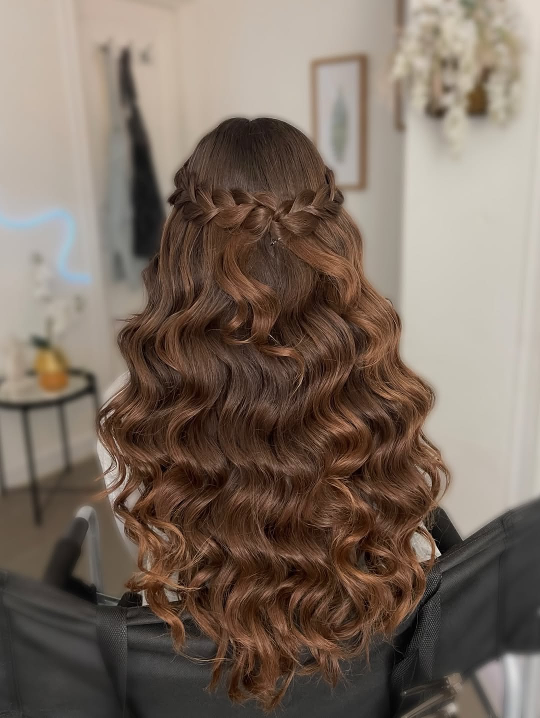 Half-Up Crown Braid With Loose Waves