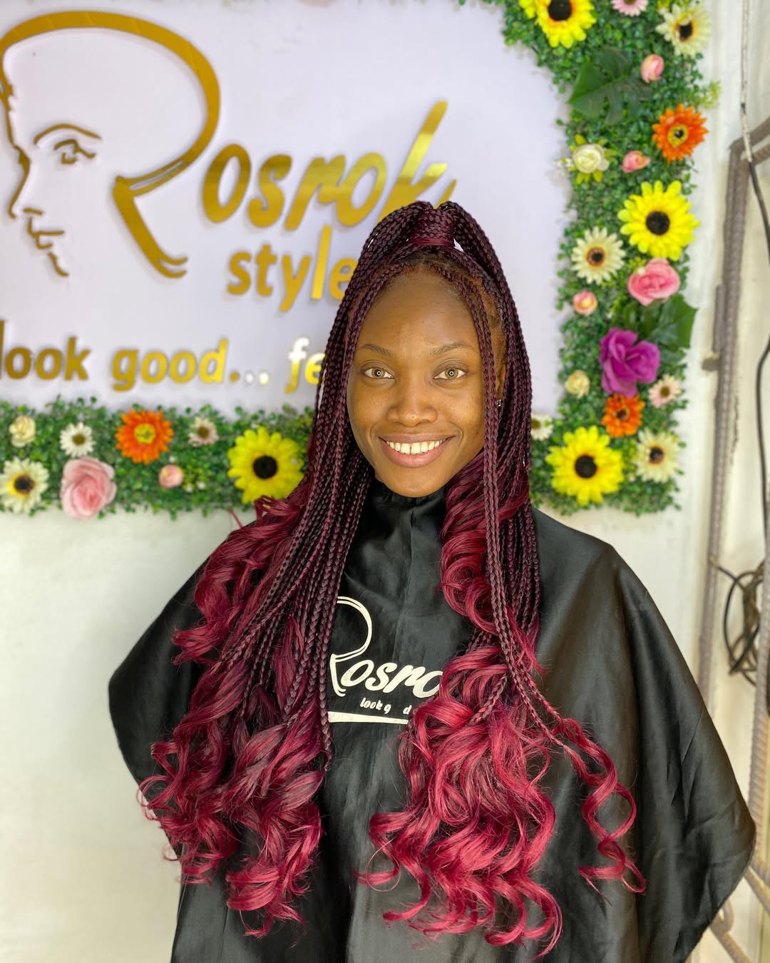 Half Up Half Down Burgundy Box Braids