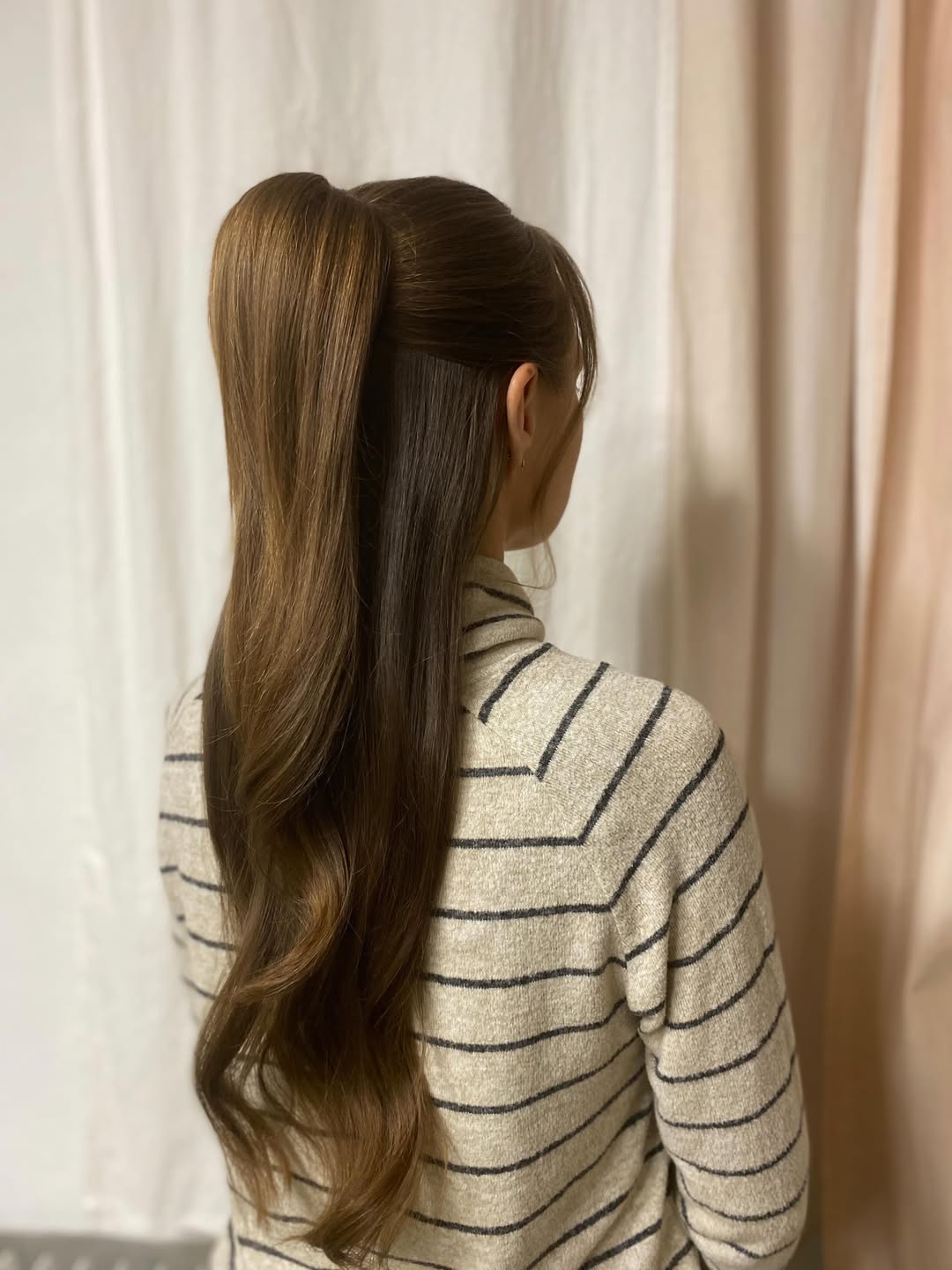 Half Up Ponytail With Caramel Balayage Layers