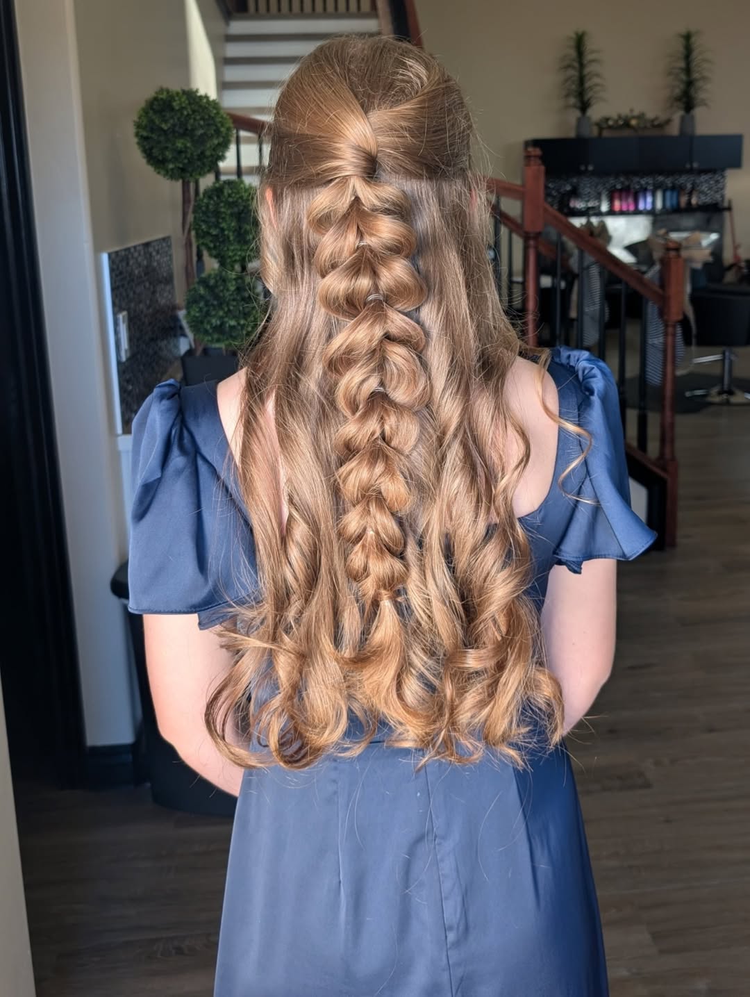 Half-Up Waterfall Braid With Loose Waves