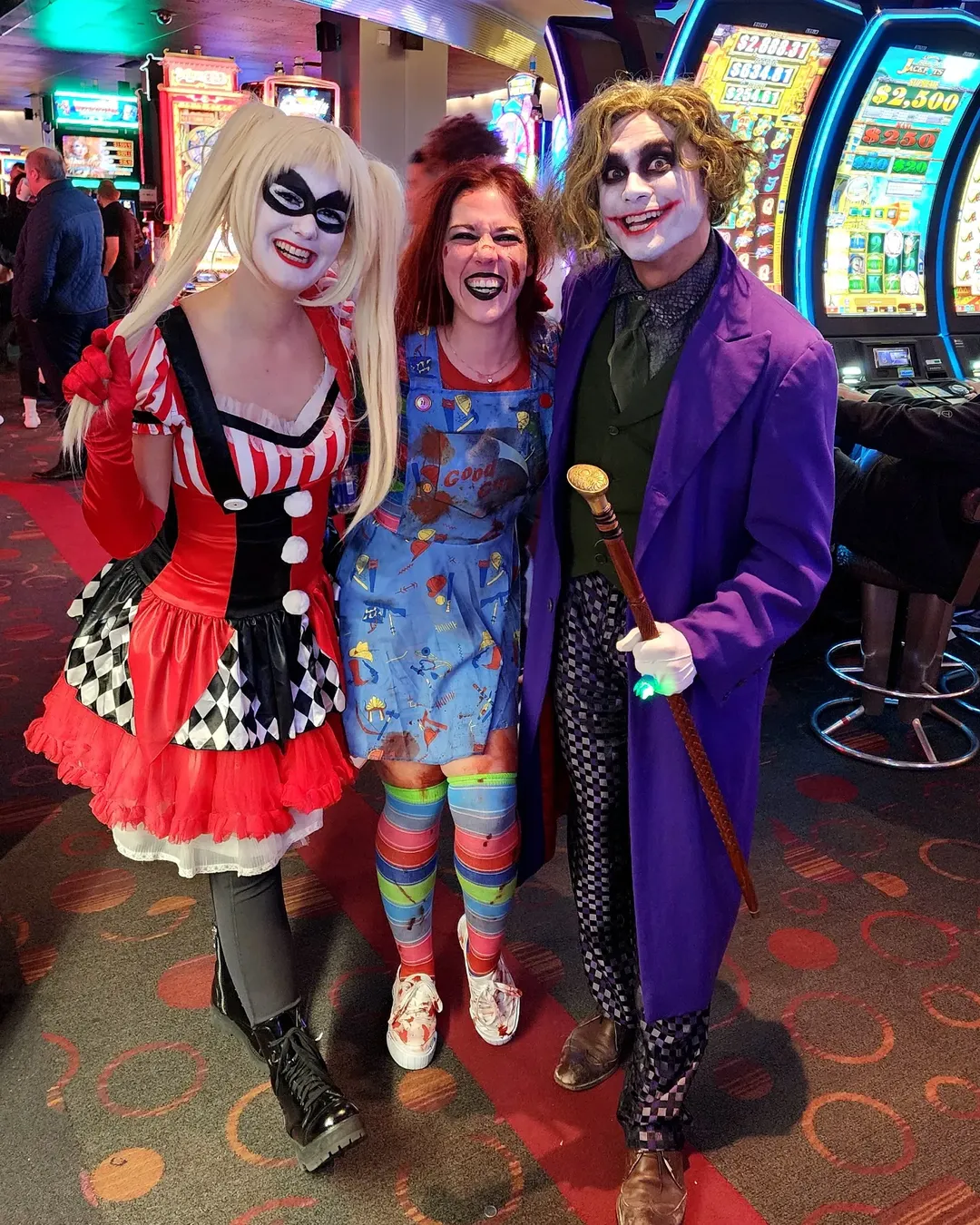 Harley Quinn, Chucky, And Joker Trio Halloween Costumes