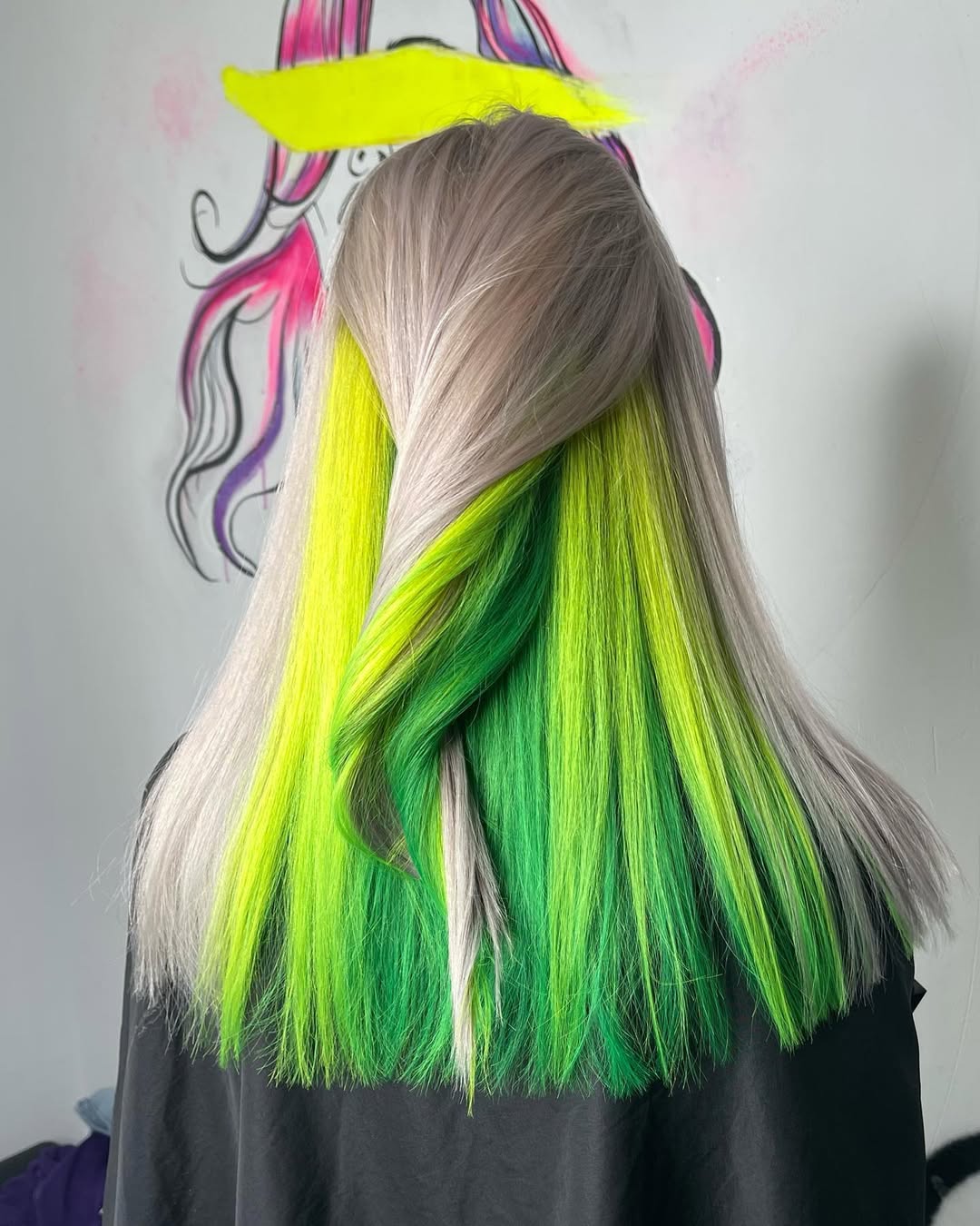 Hidden Neon Green And Lime Blonde Underlights