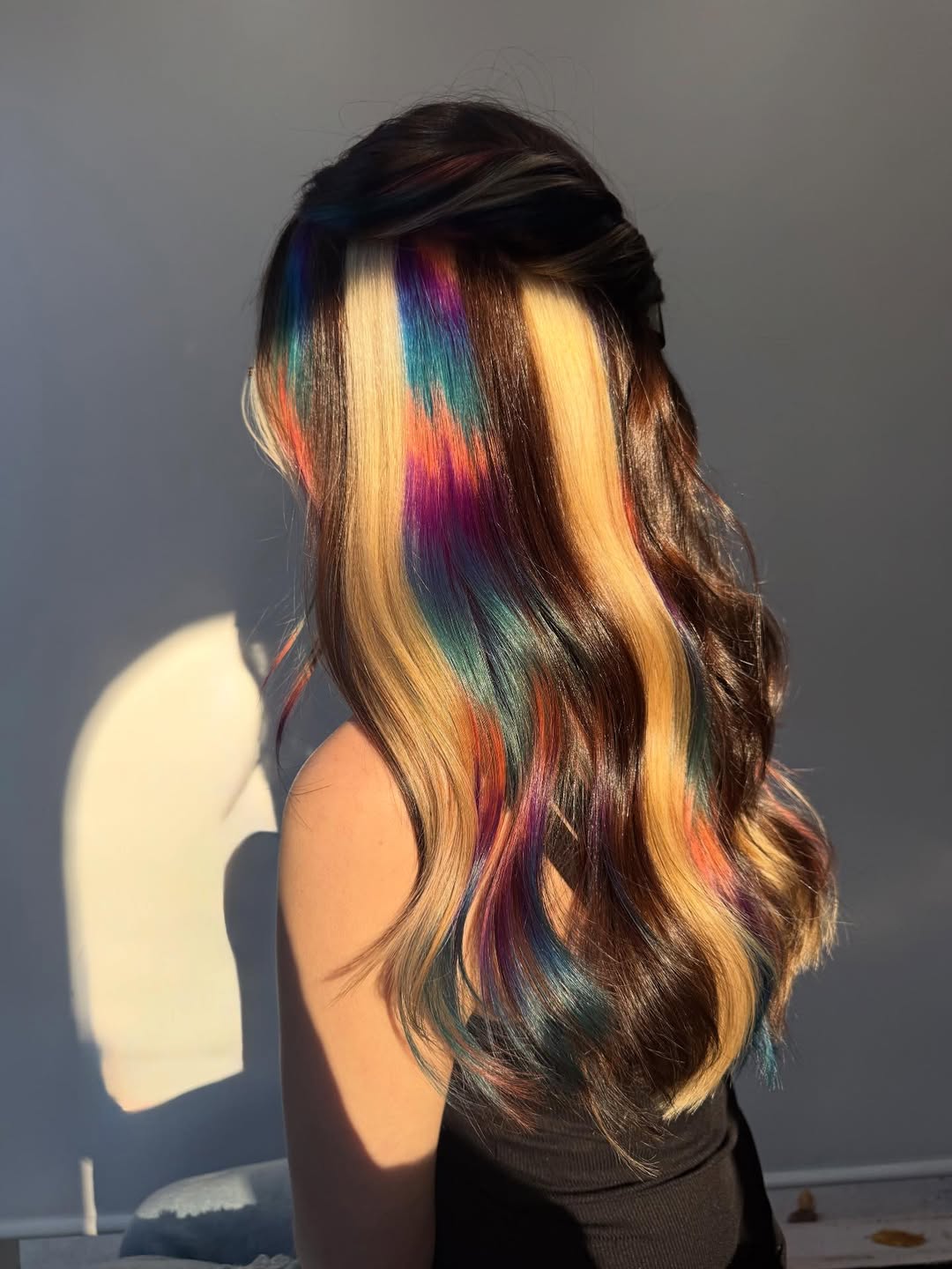 Hidden Rainbow Streaks With Blonde Highlights
