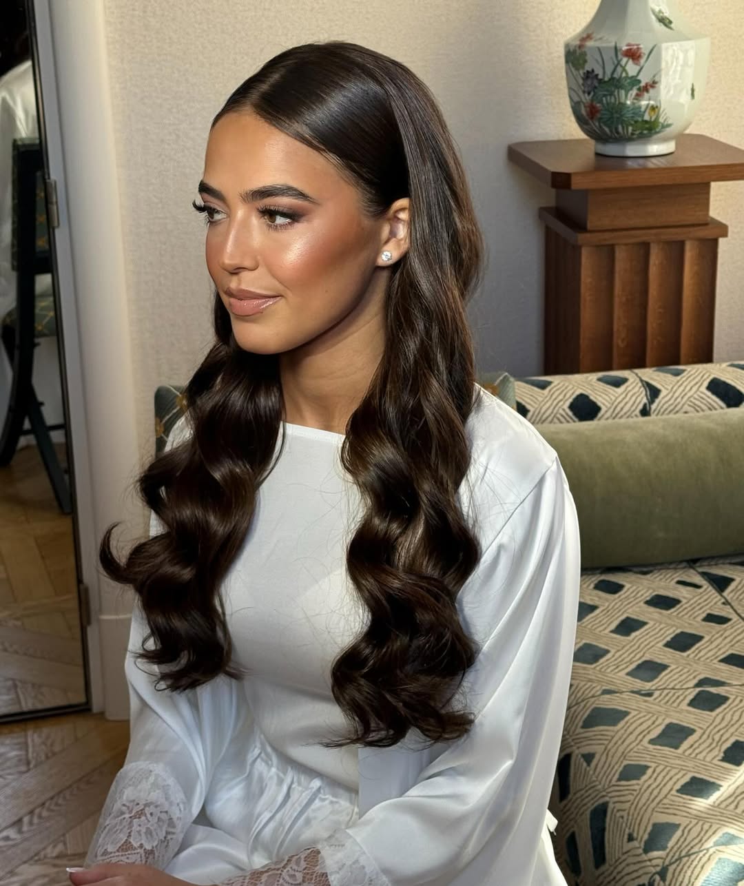 Hollywood Waves Deep Brunette Long Hair