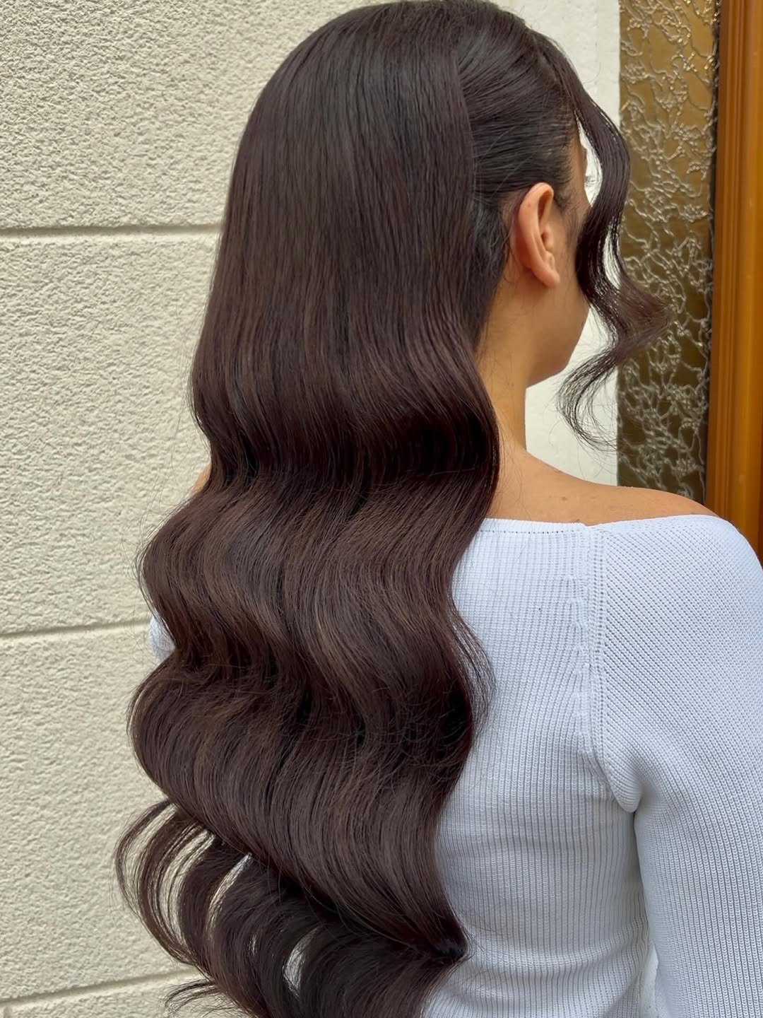 Hollywood Waves Half-Up Dark Brown Hair
