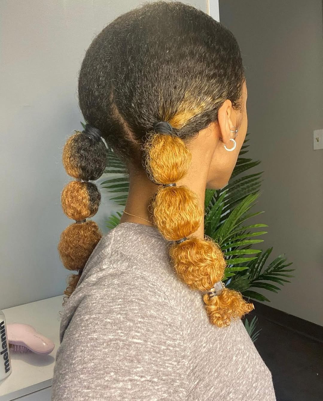 Honey Blonde Bubble Braids With Natural Texture