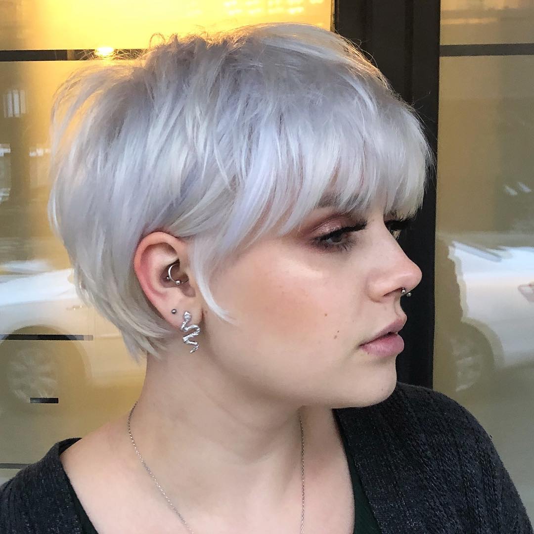 Icicle Blonde Pixie With Wispy Bangs