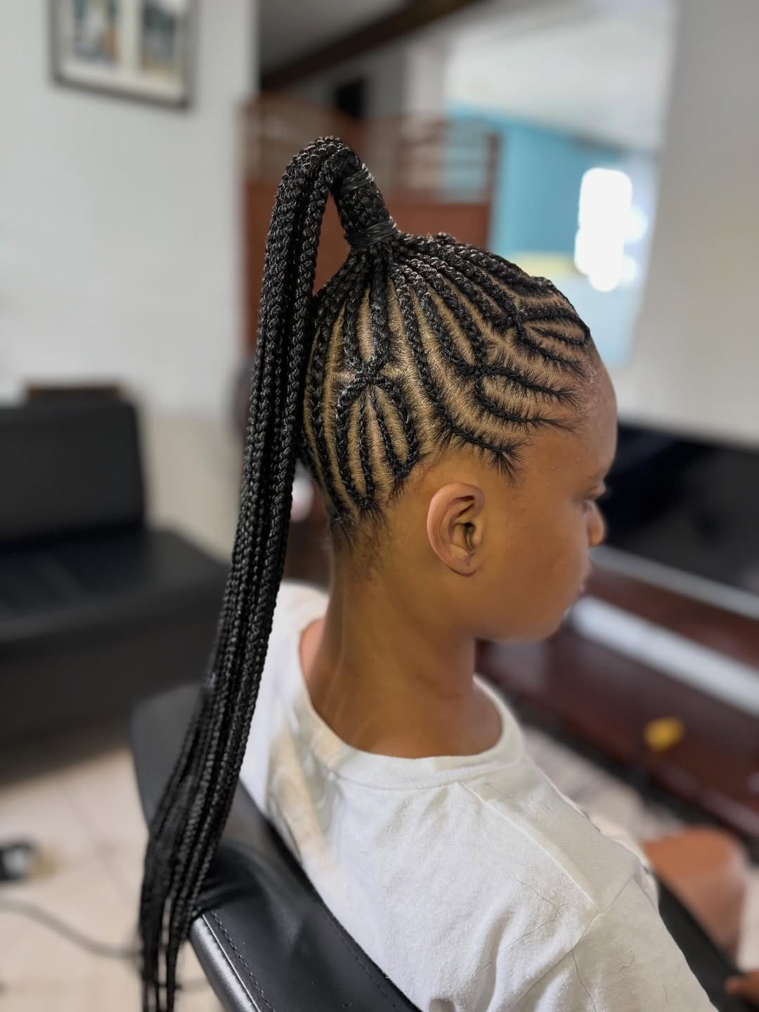 Intricate Cornrow Design High Ponytail