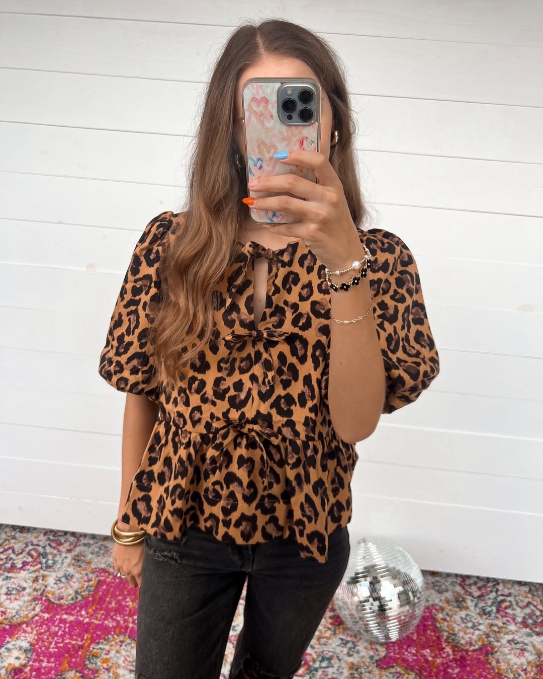 Leopard Peplum Top With Black Ripped Jeans