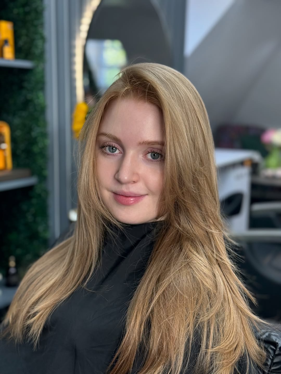 Long Caramel Blonde Layers with Face Framing