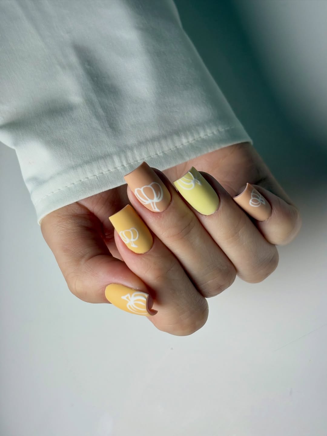 Matte Pumpkin Patch Mismatched Square Nails