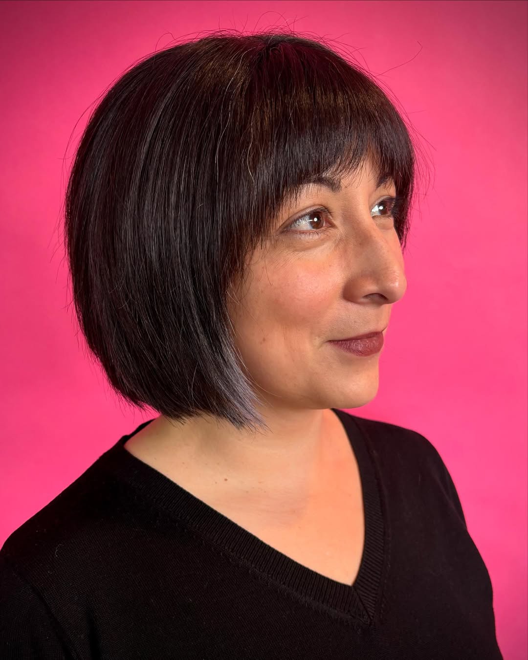 Modern Blunt Bob With Full Bangs And Surprise Peekaboo