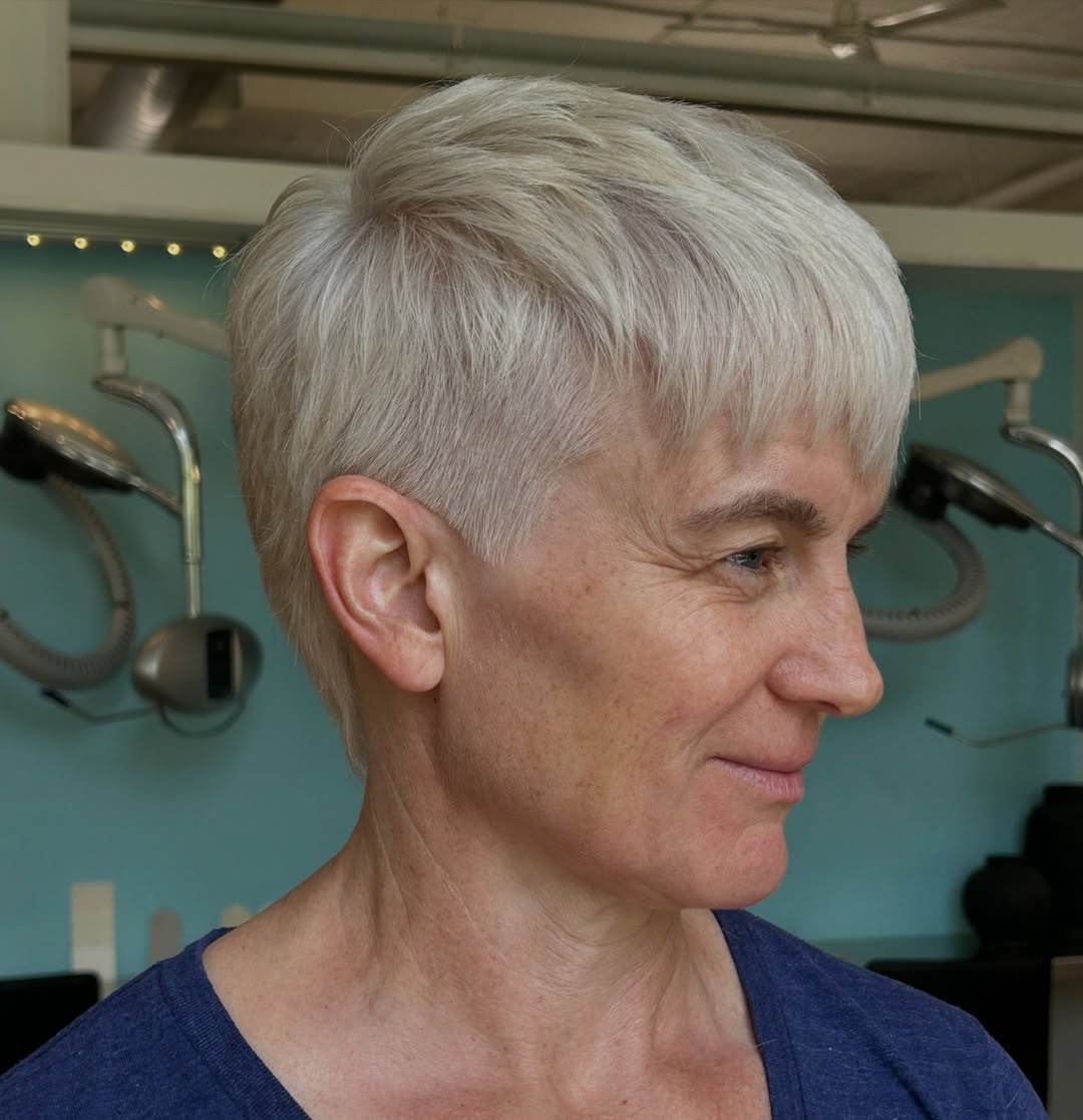 Modern Platinum Pixie With Subtle Volume