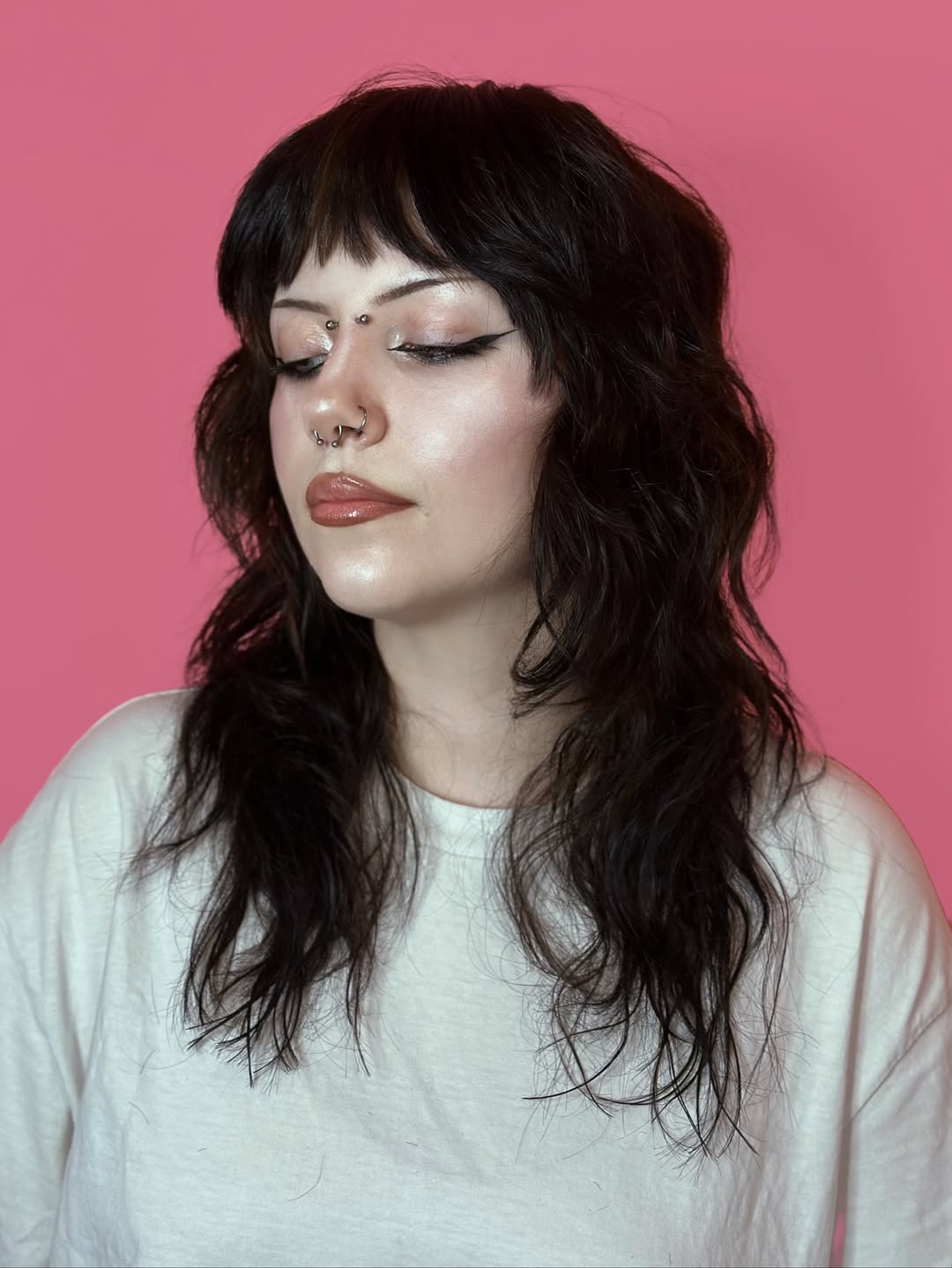 Modern Wavy Shag With Wispy Micro Bangs