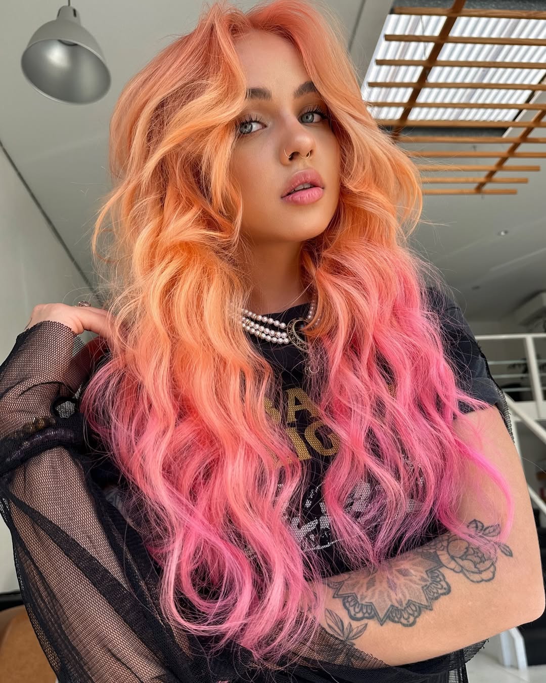 Ombre Orange and Pink Wavy Layers