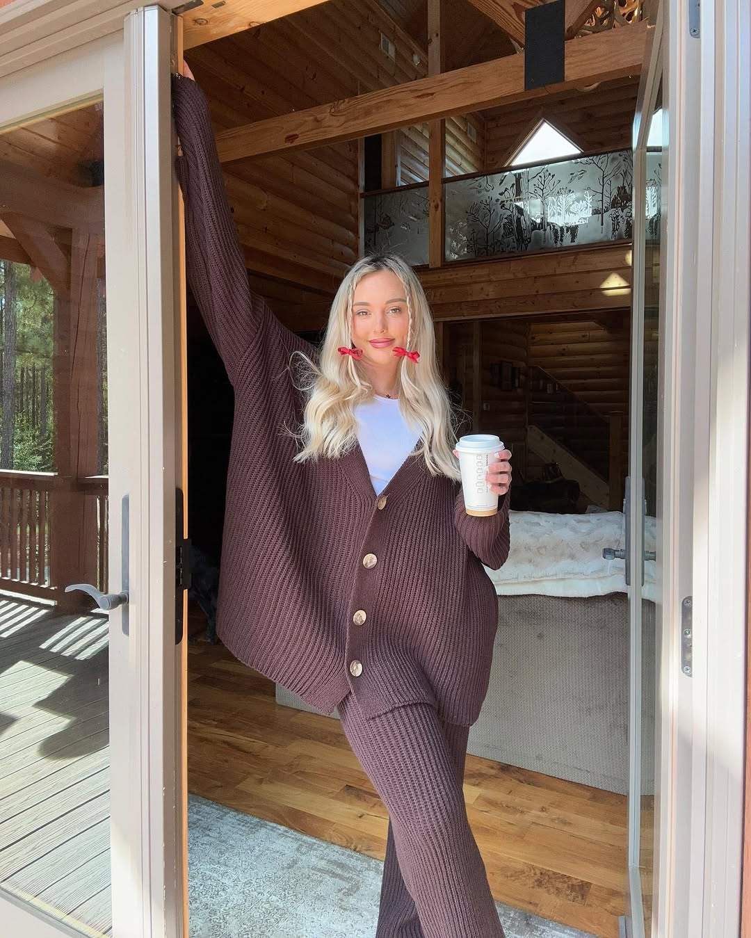 Oversized Knit Set With Coffee Break Vibes