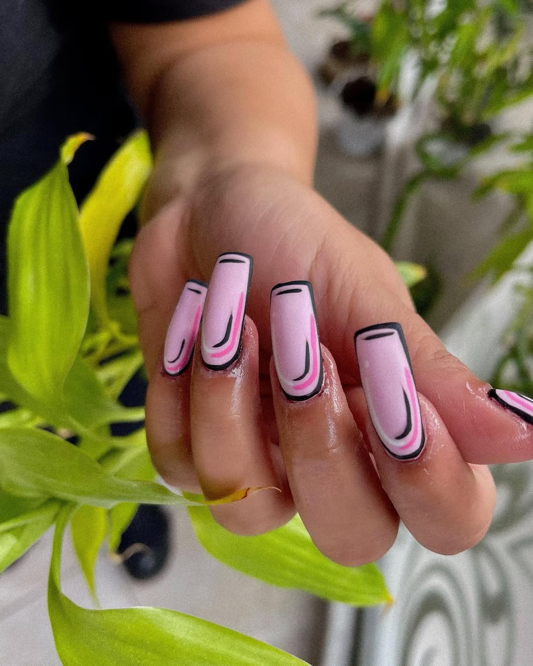 Pink Cartoon Pop Art French Tips