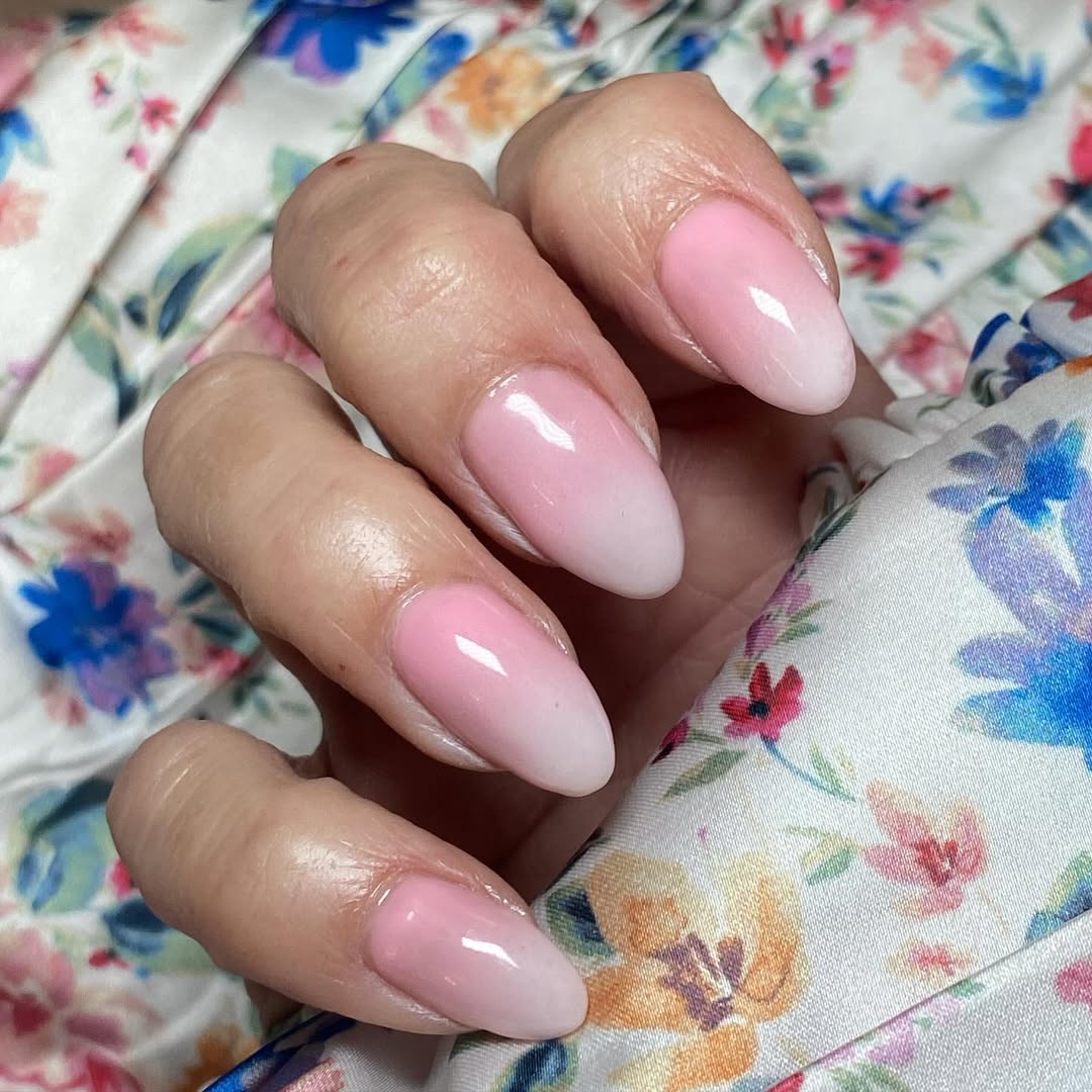 Pink Ombre Almond Nails