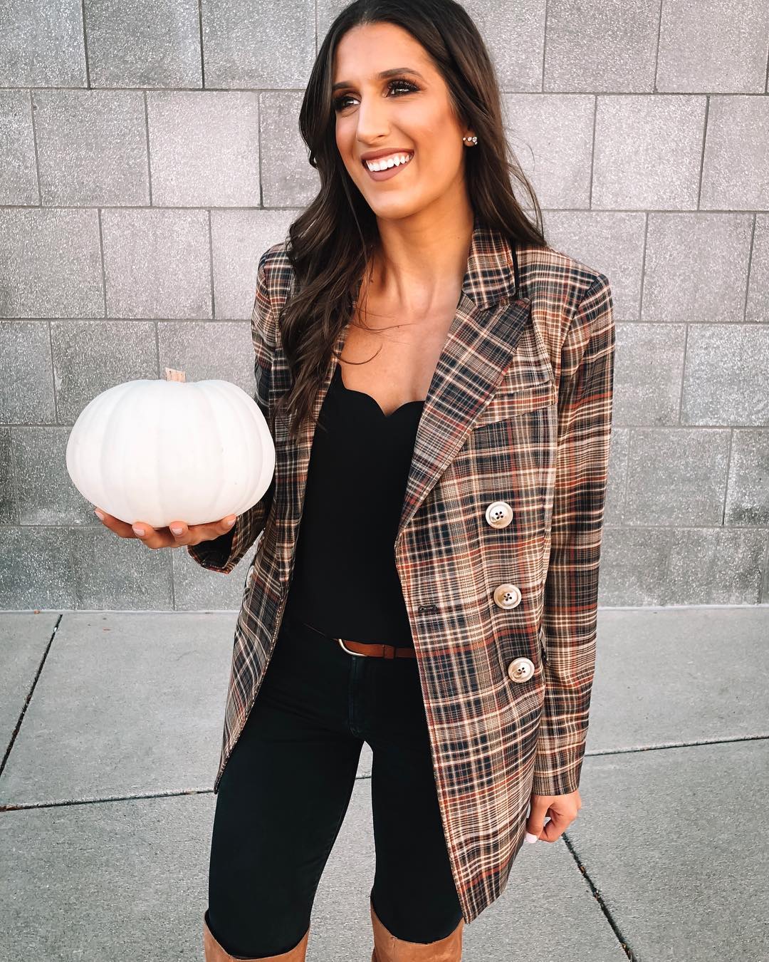 Plaid Blazer With Black Base For Thanksgiving