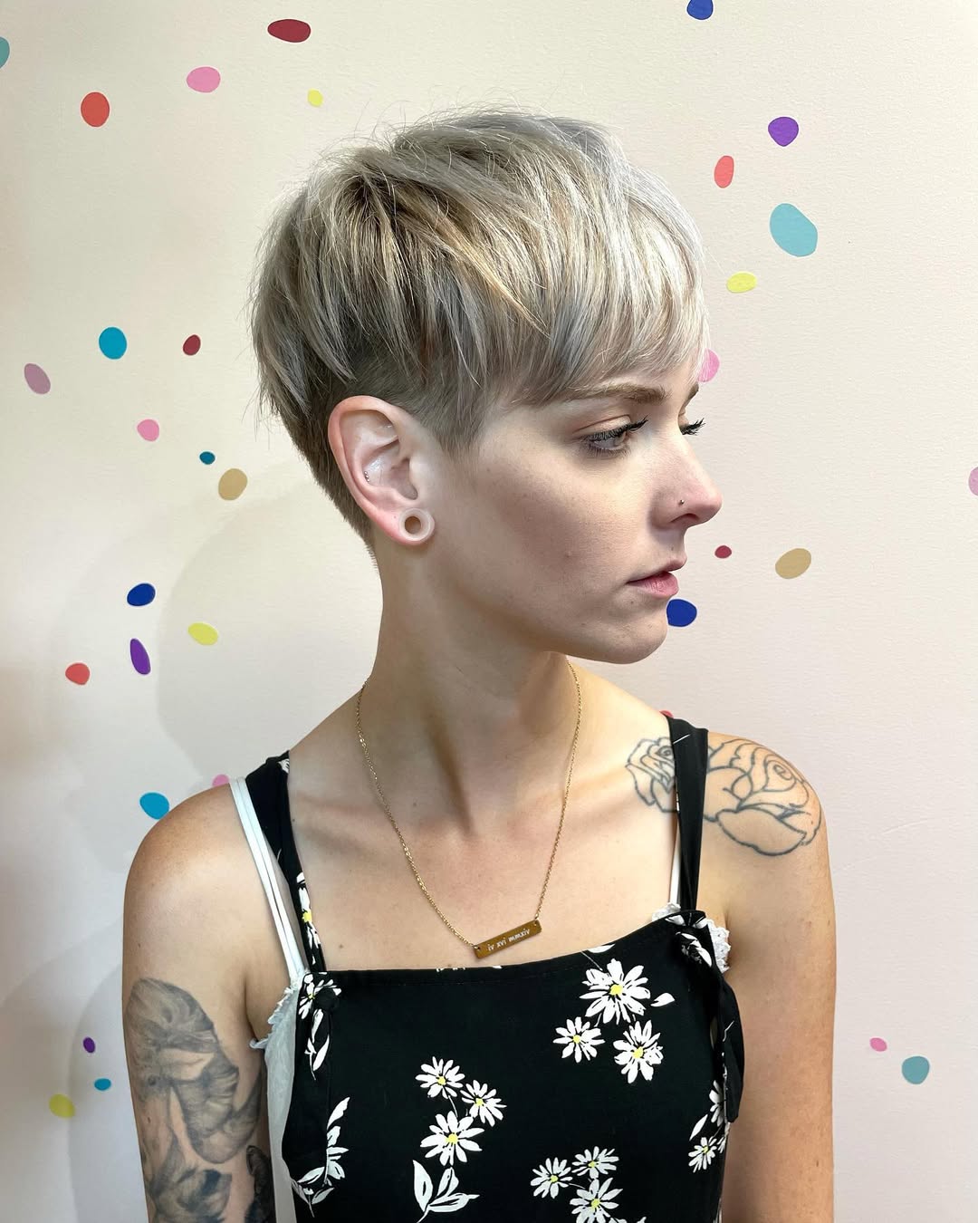 Platinum Pixie Cut With Textured Bangs
