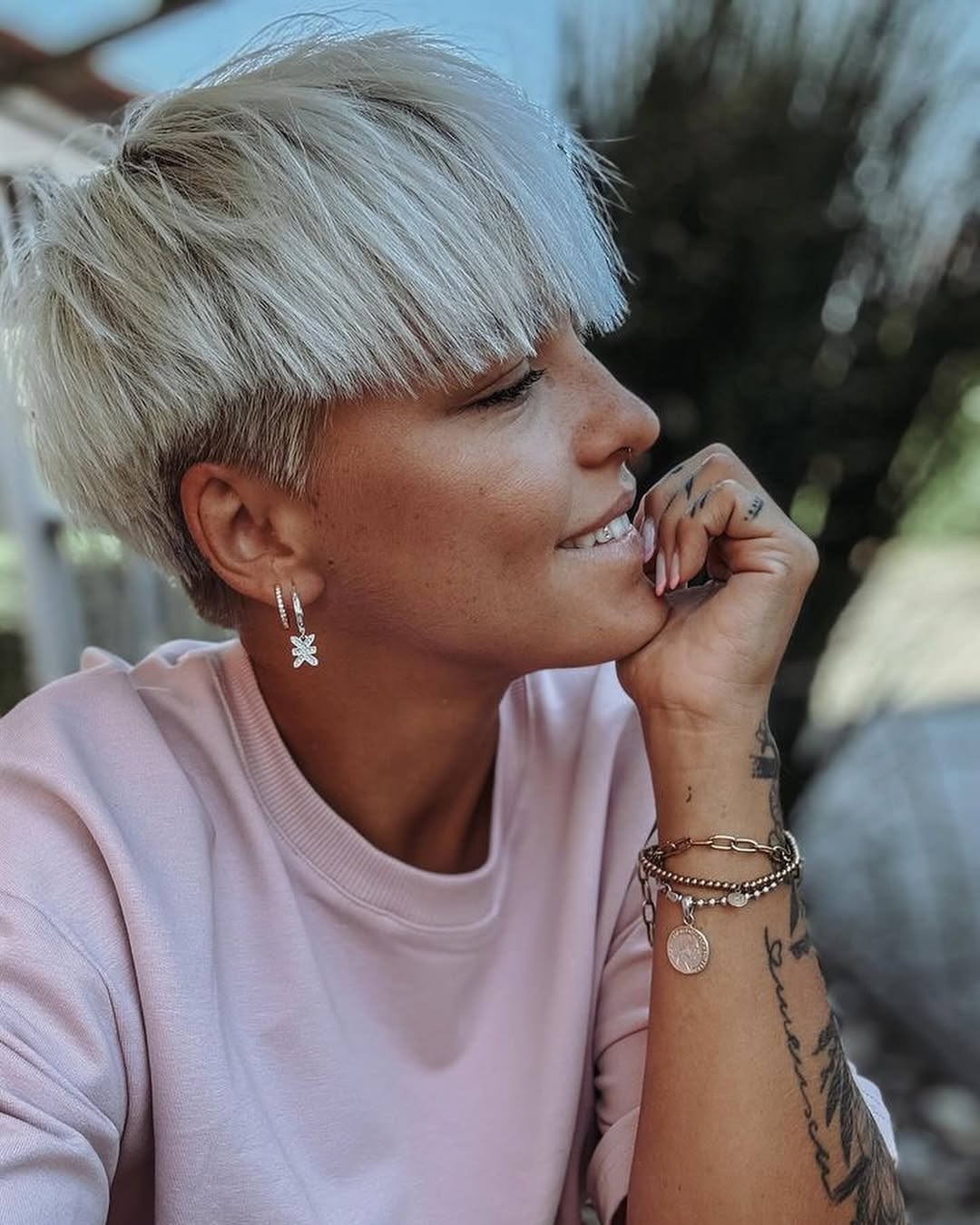 Platinum Pixie Cut With Textured Fringe