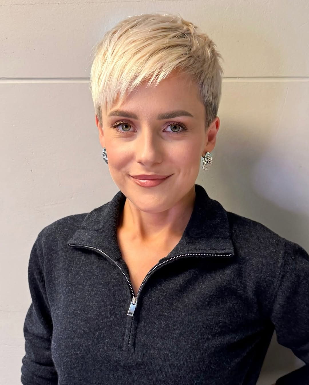Platinum Pixie Cut With Textured Side Bangs