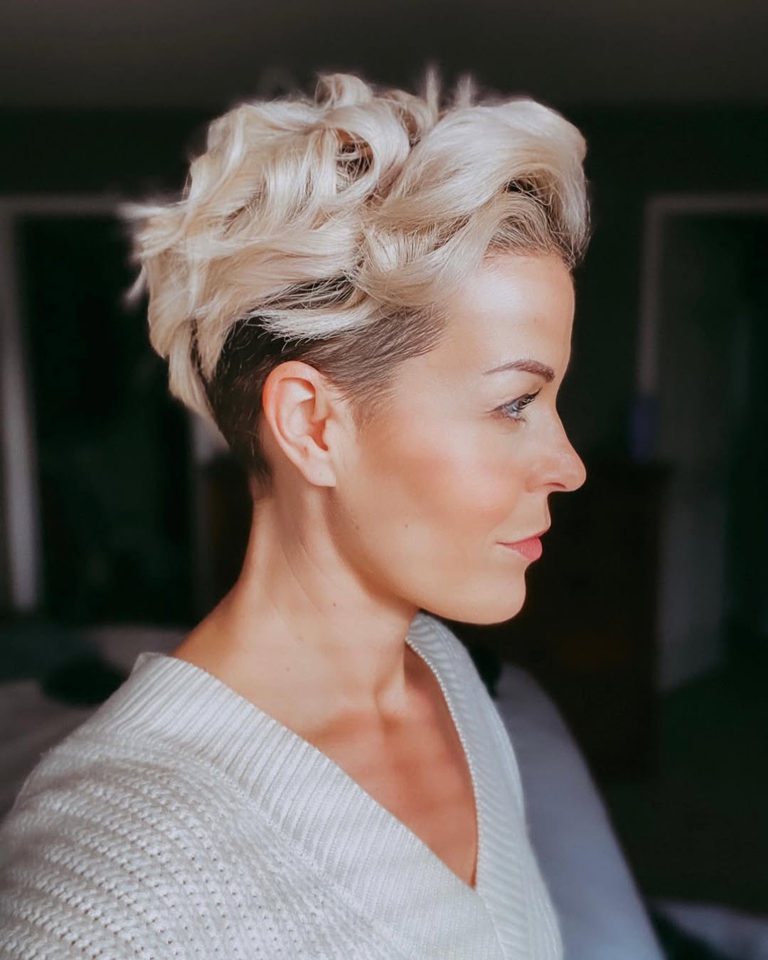 Platinum Pixie Cut With Wavy Undercut