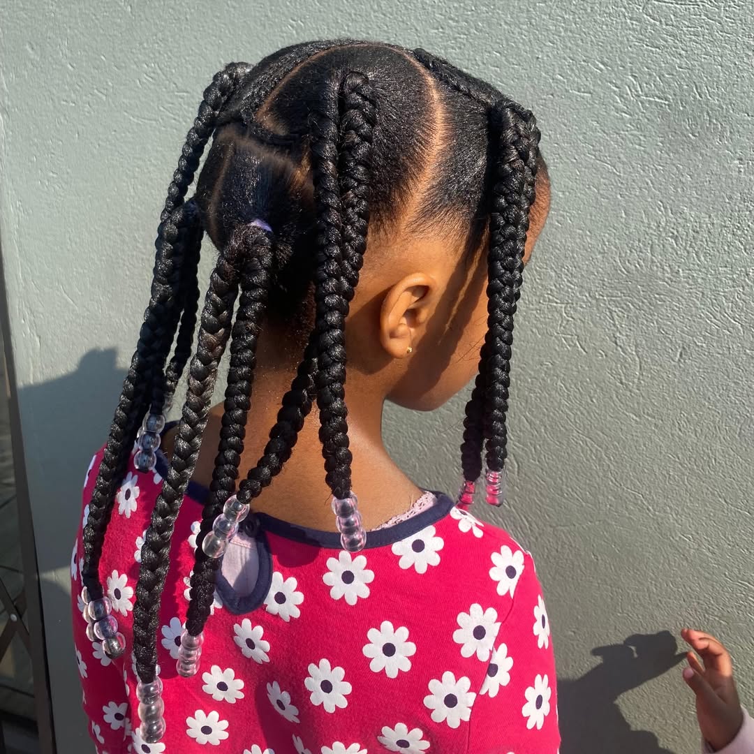 Playful Clear Beaded Cornrows For Kids